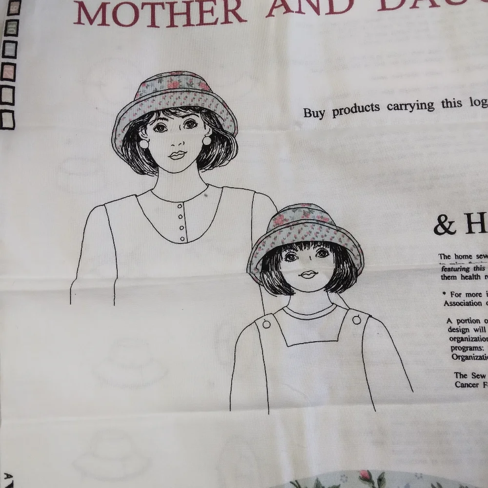 FABRIC Cut & Sew Fabric Panel Mother & Daughter hats Cute Floral Print!